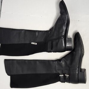 Ivanka Trump Itonna Knee High Leather And Fabric Boots